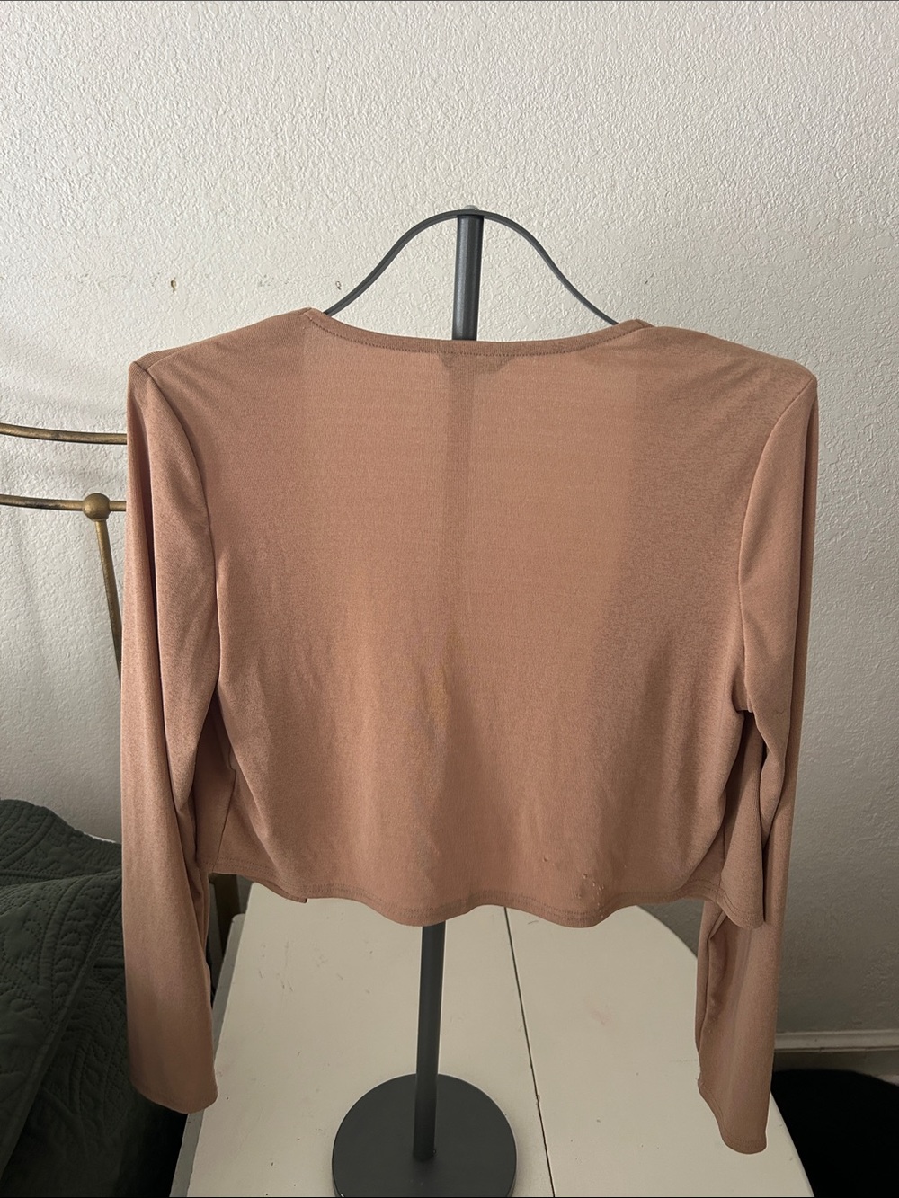 SHEIN Ruched Crop Camisole and Lightweight Cardigan Set - Brown - Picture 5 of 7